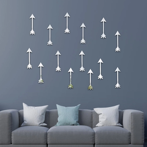 3D Acrílico Espejo Flecha Pegatinas de Pared DIY Geométrico Moderno Extraíble Calcomanía Para Sala de Estar Dormitorio Oficina Decoración del Hogar