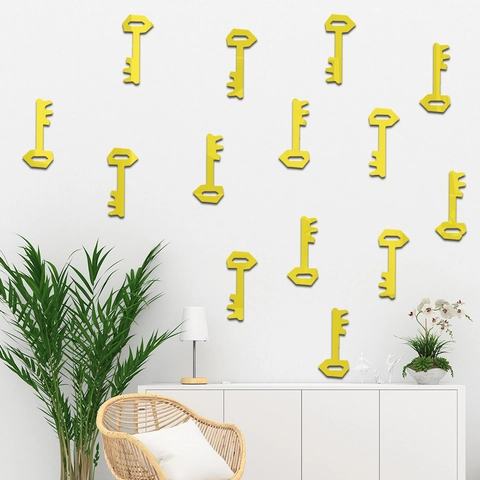 Acrylic Mirror Wall Stickers Modern Key Shaped Self Adhesive DIY Wall Decal For Living Room Bedroom Home Art Decoration
