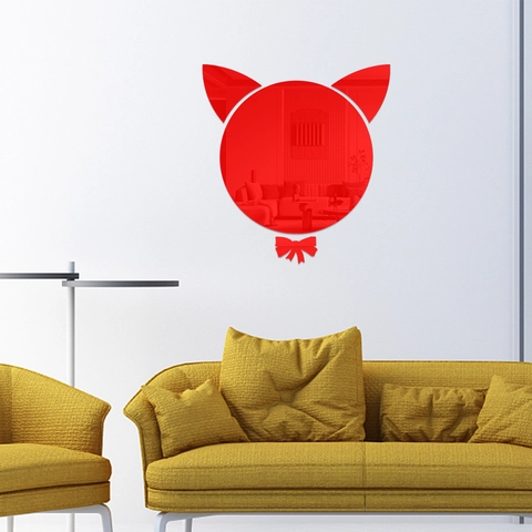 Pegatinas De Pared Espejo 3D Cabeza Gato DIY Calcomanía Decorativa Espejo Acrílico Impermeable Removible Para Sala De Estar Dormitorio Cuarto De Niños