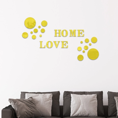 3D Mirror Acrylic Wall Stickers Home Love Letter Wall Decals Waterproof Self Adhesive Circle Dot Decor For Living Room