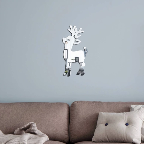 3D Acryl Spiegel Rentier Wandtattoo DIY Tier Silhouette Aufkleber Für Wohnzimmer Schlafzimmer Home Deko Weihnachtsgeschenk
