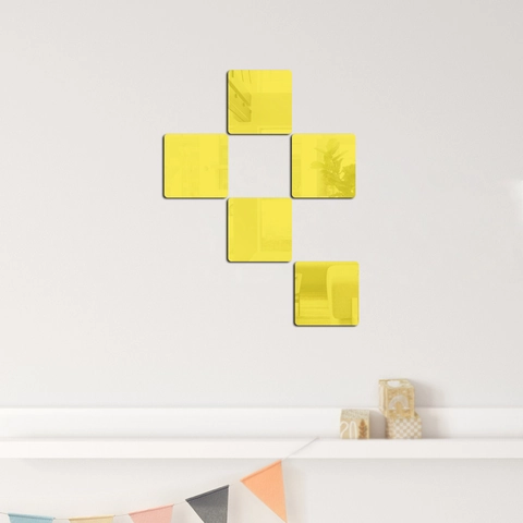 Moderne Acryl Spiegel Wandaufkleber Quadratisch Abgerundete Ecken DIY Reflektierende Aufkleber Für Wohnzimmer Schlafzimmer Wandkunst