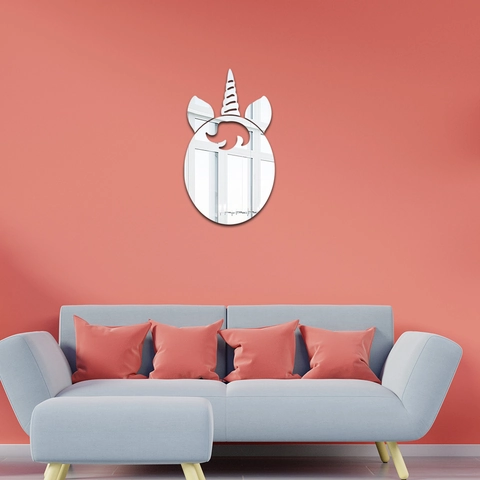 Pegatina de Pared Espejo Unicornio Acrílico DIY Impermeable Mural Moderno Autoadhesivo para Habitación Infantil Baño Decoración Hogar