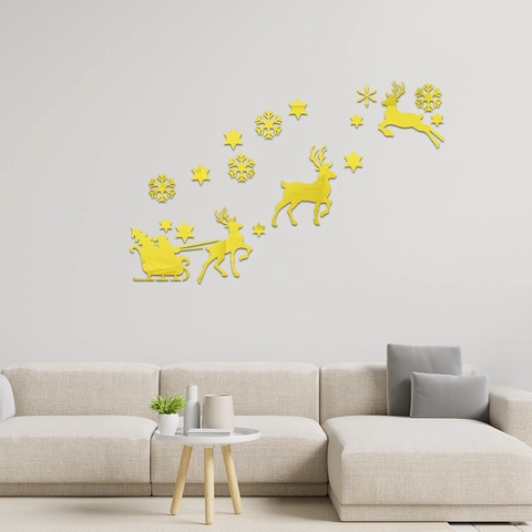 Weihnachten Weihnachtsmann Rentier Spiegel Acryl Wandaufkleber 3D Reflektierende Oberfläche DIY Aufkleber Für Wohnzimmer Schlafzimmer