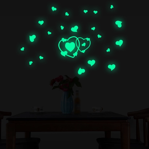Adesivi Murali Cuore Luminosi Per Cameretta Bambini Brillano Al Buio Verde Fluorescente PET Adesivi Cuore Decorazione Camera