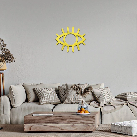 Sticker Mural Miroir en Acrylique Forme d'Oeil Design Cils 3D Auto-Adhésif Décoration Murale pour Chambre Salon Moderne