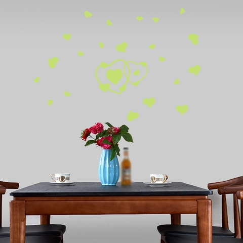 Adesivi Murali Cuore Luminosi Per Cameretta Bambini Brillano Al Buio Verde Fluorescente PET Adesivi Cuore Decorazione Camera