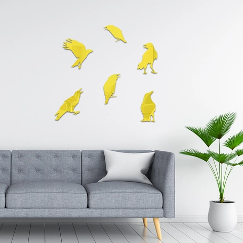 Raven Crow Mirror Acrylic Wall Stickers 3D Animal Silhouette Mirror Decals For Living Room Bedroom Home Wall Decoration
