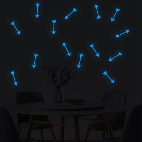 Blaue Leuchtende Pfeil-Wandaufkleber Nachtleuchtende Fluoreszierende PET Wandtattoos Für Kinderzimmer Schlafzimmer Deko Pfeil Aufkleber