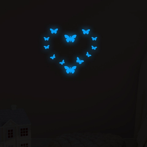 Adesivo Murale Farfalla Fluorescente Blu Che Brilla Al Buio Per Camera Dei Bambini Letto Soggiorno Decorazione Casa DIY PET
