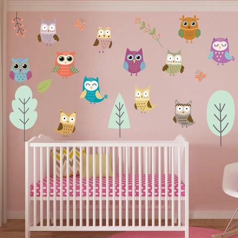 Glow In The Dark Owl Wall Stickers For Kids Room Decor Luminous Cartoon Animal Tree Butterfly PVC Self Adhesive Wall Decals