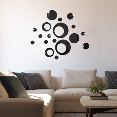 Adhesivos de Pared de Espejo Redondos de Acrílico 3D DIY Círculos Geométricos Calcomanías para Sala Dormitorio Decoración Moderna
