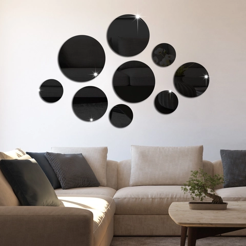 3D Tondo Specchio Adesivi Murali Set 10 Pezzi Acrilico DIY Specchio Parete Arredo Per Soggiorno Camera Moderne Casa Decorazione