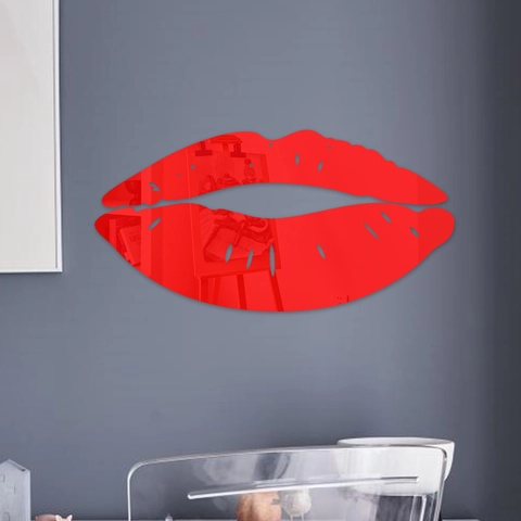 Pegatina de Pared de Espejo Acrílico con Forma de Labio 3D Moderno Removible DIY Calcomanía de Pared Reflectante para Sala de Estar Dormitorio Decoración de Arte para el Hogar
