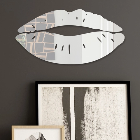 Pegatina de Pared de Espejo Acrílico con Forma de Labio 3D Moderno Removible DIY Calcomanía de Pared Reflectante para Sala de Estar Dormitorio Decoración de Arte para el Hogar