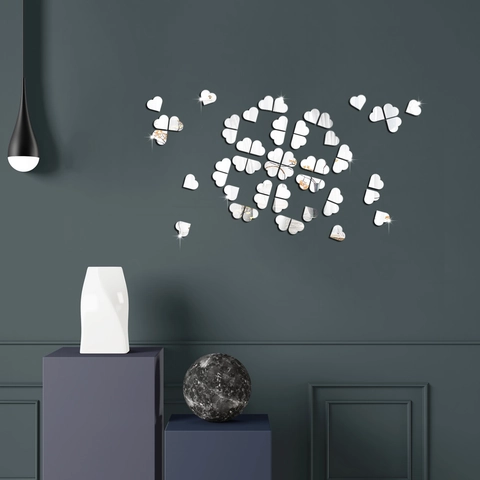 Adesivi Murali Specchio a Cuore in Acrilico DIY 3D Autoadesivi Riflettenti per Soggiorno Camera da Letto Decorazioni Casa
