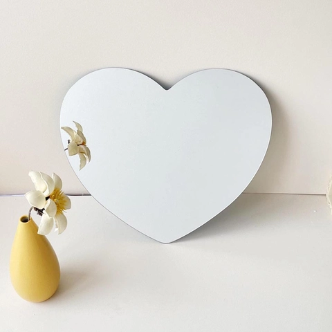 Sticker Mural Miroir en Forme de Cœur en Acrylique Minimaliste Miroir Décoratif Réfléchissant Auto-adhésif pour Chambre Salle de Bain Maison