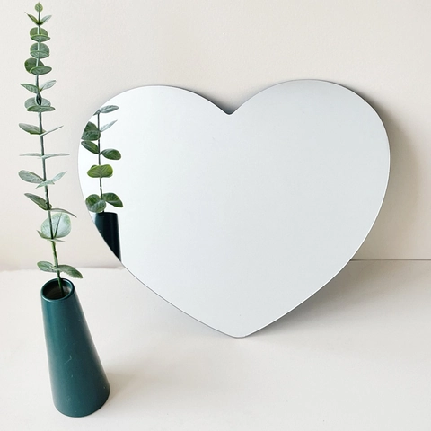 Sticker Mural Miroir en Forme de Cœur en Acrylique Minimaliste Miroir Décoratif Réfléchissant Auto-adhésif pour Chambre Salle de Bain Maison