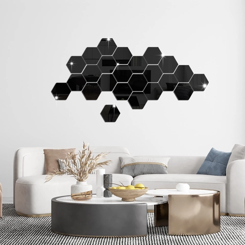 Hexagon Mirror Wall Stickers DIY 3D Acrylic Removable Decals For Home Living Room Bedroom Decor Modern Minimalist Waterproof Geometric Stickers