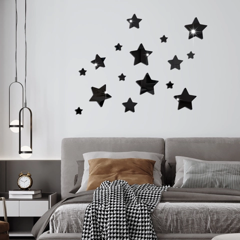 Stickers Muraux Etoile Miroir en Acrylique DIY Pentagramme Decals Miroir pour Salon Chambre à Coucher Chambre d'Enfant
