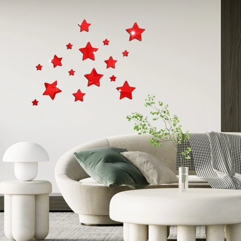 Stickers Muraux Etoile Miroir en Acrylique DIY Pentagramme Decals Miroir pour Salon Chambre à Coucher Chambre d'Enfant