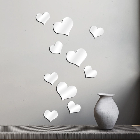 Pegatina De Pared De Corazón De Espejo De Acrílico 3D Autoadhesiva Extraíble DIY Espejo Calcomanía Para Sala Dormitorio Decoración