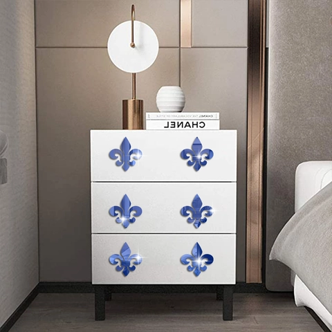3D Acrylic Mirror Wall Stickers Fleur-de-lis Decorative Mirror Decals For Cabinets Furniture Home Decor DIY Wall Art
