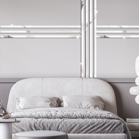 Línea Decorativa Moderna Minimalista de Espejo Acrílico para Sala de Estar Pegatina de Pared Impermeable Autoadhesiva
