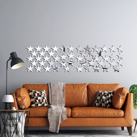 Pegatinas de Pared de Espejo de Acrílico 3D Estrella de Cinco Puntas Calcomanías Autoadhesivas Para Sala de Estar Dormitorio