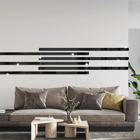 Línea Decorativa Moderna Minimalista de Espejo Acrílico para Sala de Estar Pegatina de Pared Impermeable Autoadhesiva