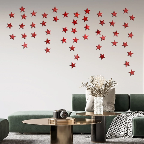 Pegatinas de Pared de Espejo de Acrílico 3D Estrella de Cinco Puntas Calcomanías Autoadhesivas Para Sala de Estar Dormitorio