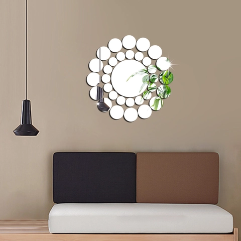 Pegatina de Pared de Espejo de Acrílico DIY Círculo Geométrico de Resplandor Solar Calcomanía de Espejo Removible para Sala de Estar Dormitorio