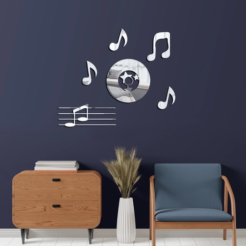 Acrylic Musical Note Mirror Wall Sticker 3D Music Theme Decorative Decal For Living Room Bedroom Classroom Home Wall Decor