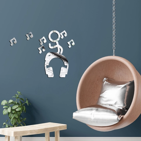 Creatieve Muziek Man Noten 3D Spiegel Acryl Muursticker Modern Minimalistisch Muziekkamer Slaapkamer Woonkamer Decor