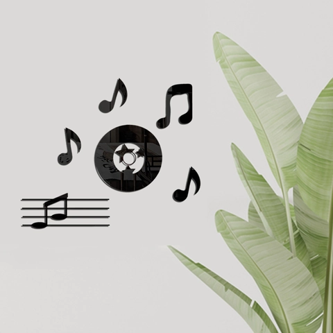 Acrylic Musical Note Mirror Wall Sticker 3D Music Theme Decorative Decal For Living Room Bedroom Classroom Home Wall Decor