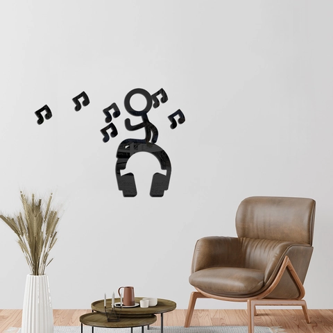 Creatieve Muziek Man Noten 3D Spiegel Acryl Muursticker Modern Minimalistisch Muziekkamer Slaapkamer Woonkamer Decor