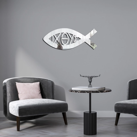 Fischform Spiegel Acryl Wandaufkleber Ichthys Jesus Fisch Symbol Selbstklebende Spiegel Wandtattoo Für Wohnzimmer Home Dekor