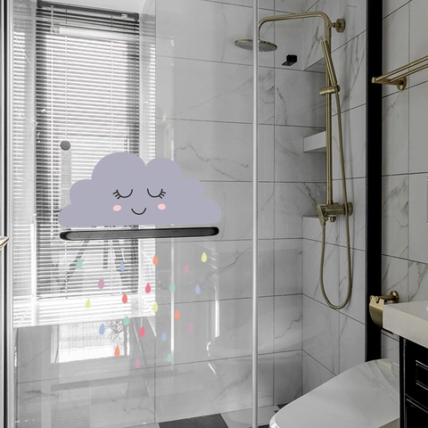 Cartoon Niedliche Wolke Regentropfen Toilettenaufkleber Wasserdicht PVC Dekor Für Badezimmer Glas Deko Selbstklebend Wandtattoo