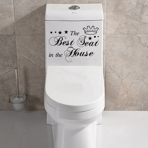 Pegatina para Asiento de Inodoro The Best Seat In The House PVC Impermeable Con Patrón de Corona Estrella Decoración de Baño
