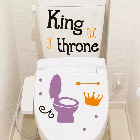 Adesivo per WC King Of The Throne Slogan Inglese Impermeabile PVC Rimovibile Corona Decalcomania Sedile Bagno Decorazione