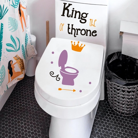 Adesivo per WC King Of The Throne Slogan Inglese Impermeabile PVC Rimovibile Corona Decalcomania Sedile Bagno Decorazione