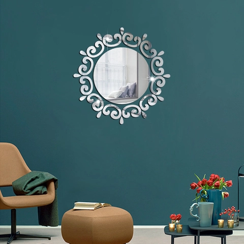 Adesivi da Parete a Specchio 3D in Acrilico con Girasole Creativi Decalcomanie a Specchio Impermeabili DIY Decorazione Sfondo