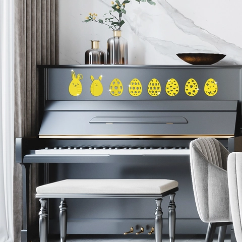 Pegatinas de Pared de Espejo de Huevo de Conejo de Pascua de Acrílico Calcomanía 3D Para Sala de Estar Hogar