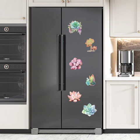 Watercolor Succulent Wall Stickers PVC Removable Fridge Decals Decorative Plant Stickers For Kitchen Living Room Home