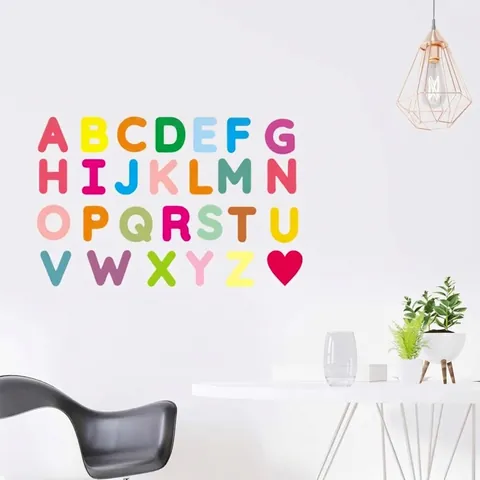 Colorful PVC Alphabet Wall Stickers Waterproof Printed Letter Decals For Kids Room Classroom Kindergarten Home Decor