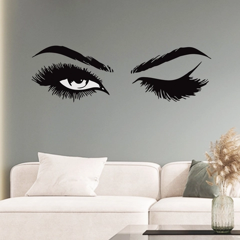Moderner PVC Vinyl Augen Wimpern Augenbrauen Wandaufkleber Abnehmbares Wandtattoo Für Wohnzimmer Schlafzimmer Wanddeko