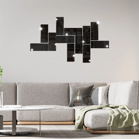 Moderno Rectángulo Acrílico Espejo Pegatina de Pared DIY Geométrico Autoadhesivo Reflectante Tira Decorativa Para Hogar