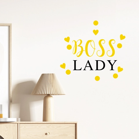 Boss Lady Muursticker Creatieve Letter Kunst Decals Modern Geel Zwart PVC Decoratieve Muurschildering Voor Woonkamer Kantoor