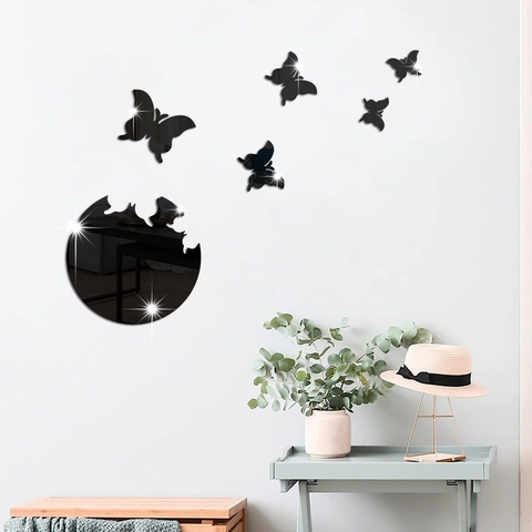 Pegatinas de Pared de Espejo de Mariposa de Acrílico 3D Calcomanías Decorativas Modernas Para Dormitorio Sala de Estar