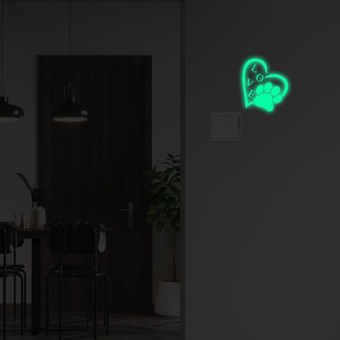 Leuchtende Herz Pfotenabdruck Schalter Aufkleber Glow In The Dark Love Wandtattoo Für Schlafzimmer Wohnzimmer Dekoration
